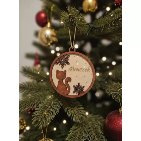 Bombka (kotek) 3D ze sklejki- z imieniem